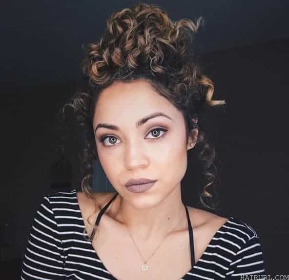 Updo Messy Buns for Curly Hairstyle for women
