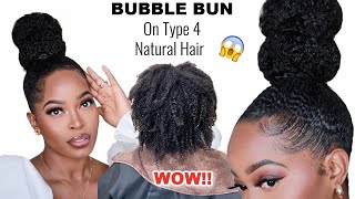 Omg!!Sleek Bubble Bun On Type 4 Short Natural Hair No Glue | Slick Edges Down | Msnaturallymary