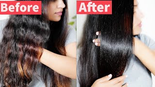 Wavy To Straight |My Hair Smoothening/Straightening At Home|| Routine For Special Occasion