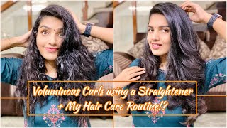 How I Do Straightening & Curls Using Just A Straightener *No Curler Needed*|My Hair Care Routine!?|