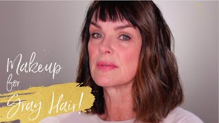 Makeup For Gray Hair/Silver Hair Beauty Look For Older Women/How To Look Gorgeous With Gray Hair!