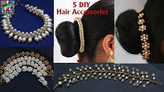 5 Best Pearls Hair Accessories / 5 Ideas For Hair Bun Accessories/ 5 Aambada Veni