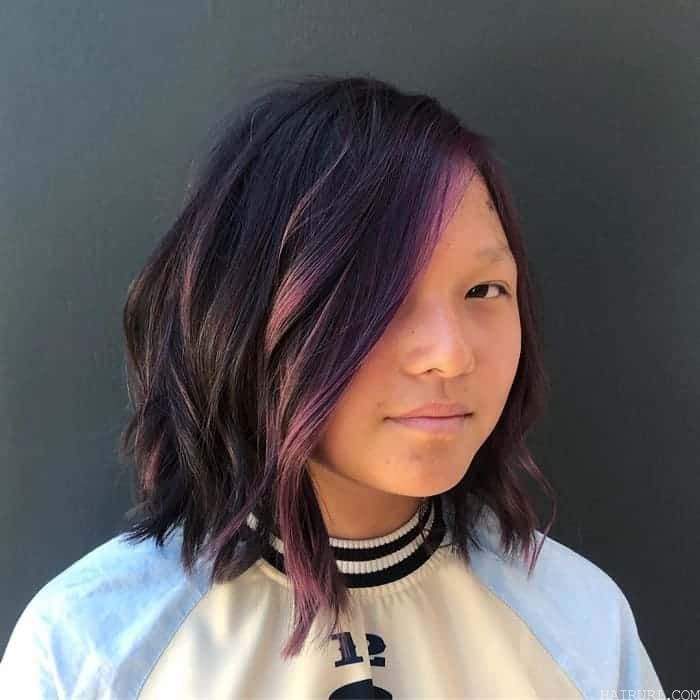 purple highlights on medium hair 