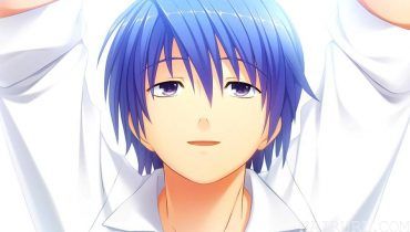 anime boy with blue hair