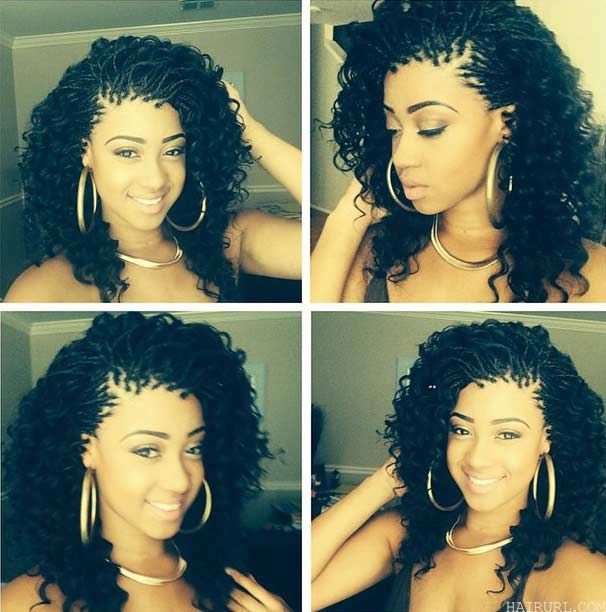 black Curly Micro Braids hairstyle