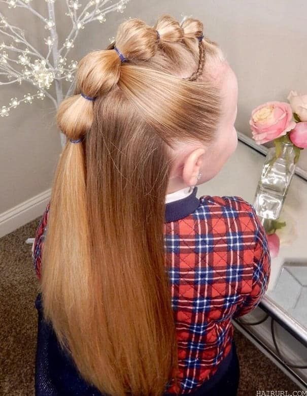little girl with bubble braid hairstyle