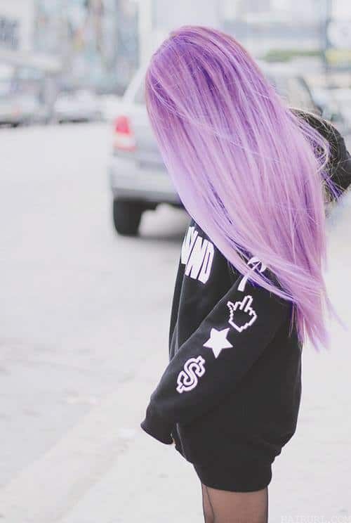 Straight and Sleek lavender purple hair