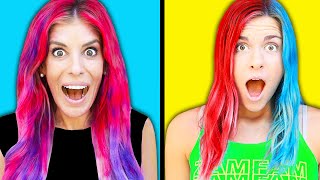 3 Color Of Hair Dye Challenge! Rebecca Maddie Challenges