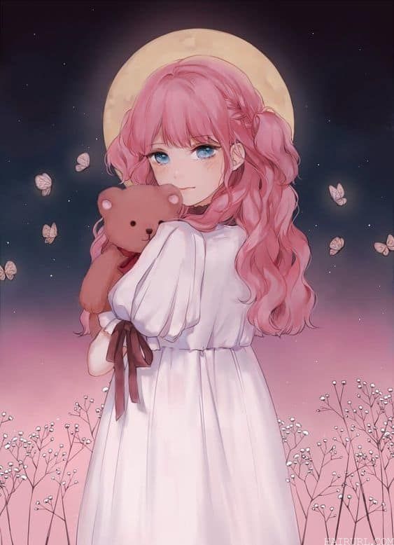 anime girls pink hairstyles