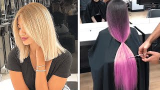 Trendy Long To Short Haircut Transformation | Amazing Hairstyle & Hair Color Compilation