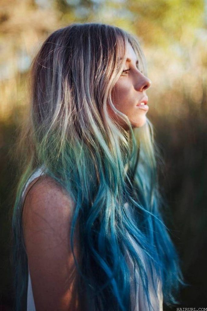 long ombre blue mermaid hair 