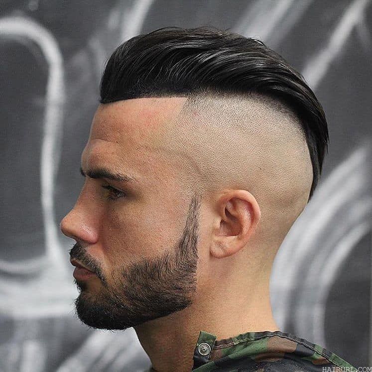 long slicked hair with shaved sides for men