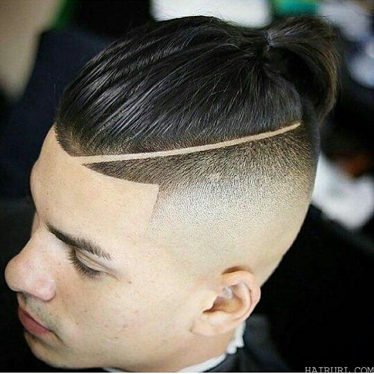 fade with side part for long hair