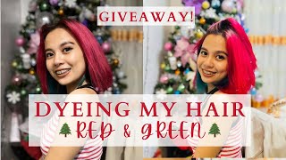Dyeing My Hair Red & Green - Christmas Hair Color Inspired | Giveaway!!!! | Bm Vlog #7