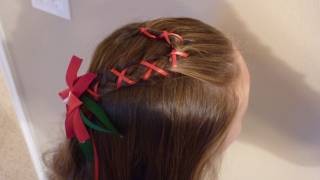 Christmas Hairstyles, Candy Cane French Braid With Ribbon