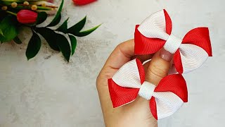 Handmade Hair Bows - Christmas Hair Bows - Christmas Bows For Hair - Ribbon Bow Step By Step #5