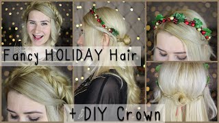 Fancy Christmas/Nye/Holiday Hairstyles + Diy Winter Flower Crown