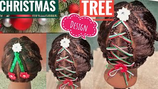 Christmas Braids Designs For Black Girls || 2021 Christmas Tree Hairstyle