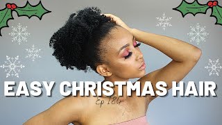 Christmas Grwm: Quick And Easy Hairstyle On Natural Hair | Stretching With No Comb | How I Do Things