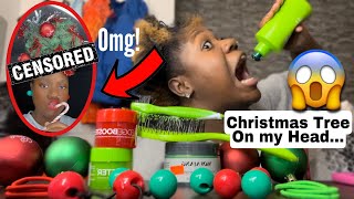 Doing My Nappy Hair Only Using Christmas Colors!!