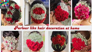4 Ideas For Fresh Flower, Gypsy N Rose Hair Decoration/Parlour Hairstyle & Hair Accessory At Home