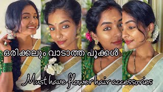 2 Min Flower Hairstyles|Must Have Flower Hair Accessories From Amazon|Hair Extensions|Asvi Malayalam