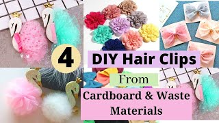 4 Diy Hair Clips Made From Cardboard And Waste Materials / Handmade Hair Clips