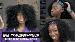 Wig Transformation | Kinky Curly Headband Wig | Julia Hair Amazon