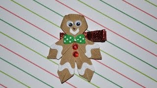 Gingerbread Man Ribbon Sculpture Christmas Holiday Hair Clip Bow Diy Free Tutorial By Lacey