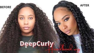 Most Natural Curly Headband Wig Under $100 *Beginner Friendly* || Unice Hair