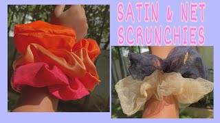Satin Silk & Net Scrunchies | Diy Handmade Scrunchies | Hair Accessories
