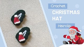 Crochet Hair Clip Christmas Mini Hat / How To Crochet Christmas Hair Clip