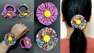 How To Make Flower Scrunchies  Sewing Tutorial / Diy Beautiful Scrunchies Hair Ties