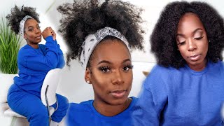 Best Affordable Kinky Curly Headband Wig! Very Chill Grwm: Makeup + Hair + Outfit | Myqualityhair