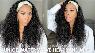 No Lace No Glue! Unice Water Wave Headband Wig Review + Curly Hair Routine