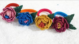 How To Make Hair Ties At Home, Hair Accessories, Foam Flower Hair Bands