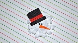Snowman Loopy Ribbon Sculpture Christmas Holiday Winter Hair Clip Bow Diy Free Tutorial By Lacey