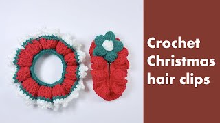 How To Crochet Scrunchies Christmas | Crochet Hair Clips Christmas | Crochet Hair Tie