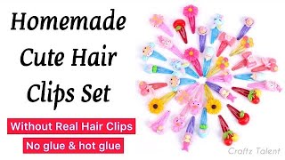 How To Make Cute Hair Clips Set At Home / Homemade Hair Clips / Hair Clips Making / Diy Hair Pins