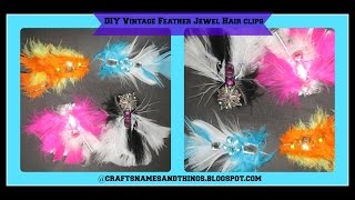 How To Make Diy Feather Jeweled Hair Clips/ Easy Diy Sparkly / Statement Hair Accessories!