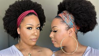 The Perfect Fro In Seconds! | 4B/4C Human Hair Headband Wig | Ft. Hergivenhair