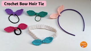 Crochet Bow Hair Ties For Headband / Crochet Scrunchie