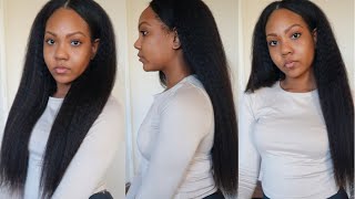 No Heat! No Glue! Yaki Straight U-Part Wig For Natural Hair | Alipearl Hair