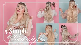 5 Simple Summer Hairstyles With Hair Accessories | 5 Hairstyles In 5 Minutes