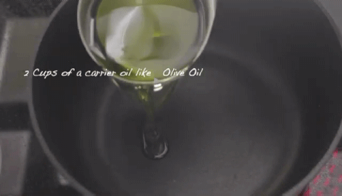 mixing rosemary with oil