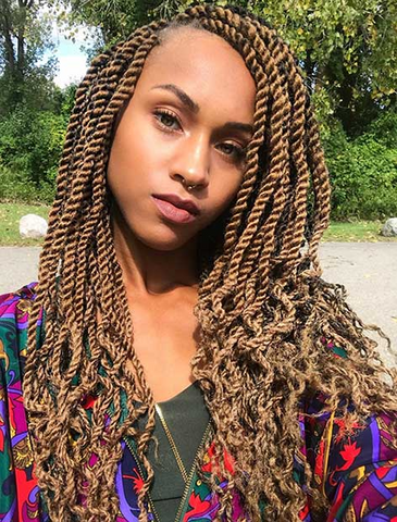 Honey Blonde Twists with Curly Ends