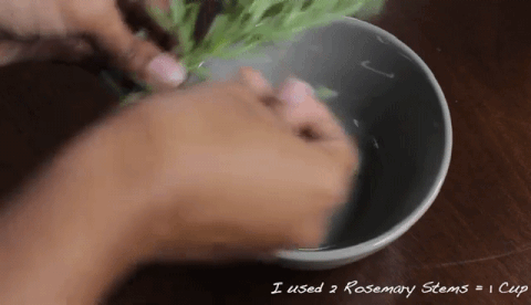 pluck the rosemary leaves