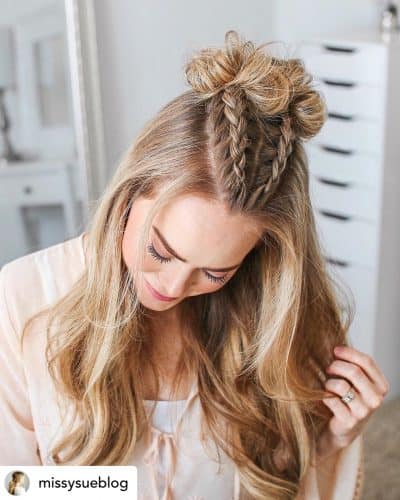 Dutch V-braids and topknots are the perfect hairstyle for school! Check out 10 ridiculously cute and easy back to school hairstyles!