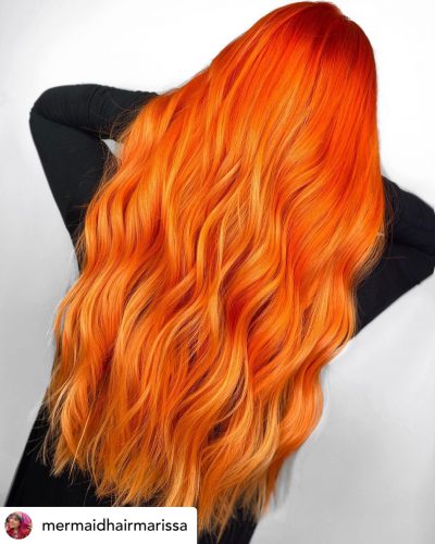 Beautiful copper orange hair color.