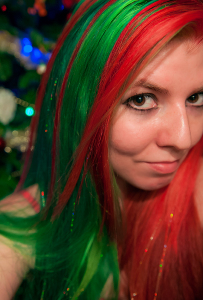 Red and Green Christmas Hair Color